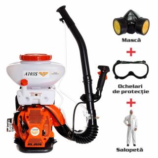 Atomizor Ruris A103S, 44 cmc, 3 CP, 16 litri, pompa booster + costum protectie