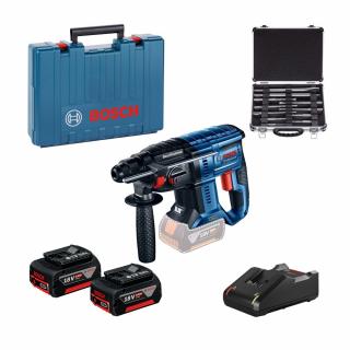 Ciocan rotopercutor SDS-Plus brushless Bosch GBH 180-LI, cu 2 acumulatori Li-Ion 18V, 4Ah, 2J + Valiza + Set 11 accesorii