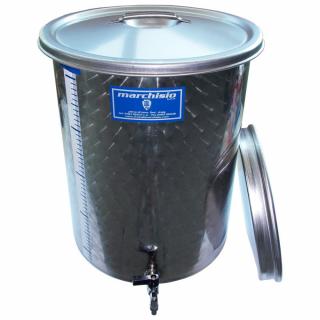 Cisterna inox pentru stocare vin Marchisio SPO, capac antipraf si capac flotant cu ulei de parafina