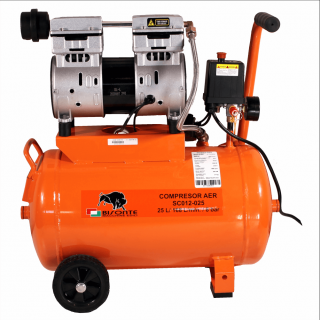 Compresor de aer fara ulei Bisonte SC012-025, 0.85 kW, 1.2 CP, 8 bar, 168 L min, 25 litri