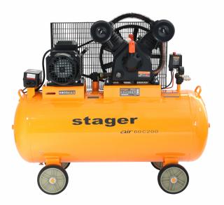 Compresor de aer Stager Air 60C200, 4 kW, 5.5 CP, 10 bar, 600 L min, 200 litri