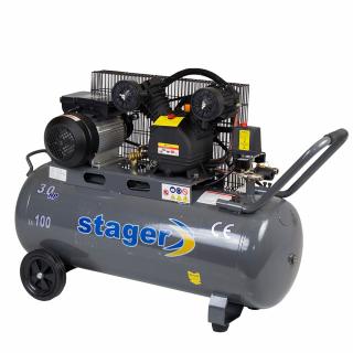 Compresor de aer Stager HMV0.25 100, 2.2 kW, 3 CP, 8 bar, 250 L min, 100 litri