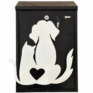 Cutie postala VivaTechnix Cat Dog KRO-1240, otel, 400 x 250 x 100 mm, Negru Alb, 2 chei