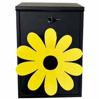 Cutie postala VivaTechnix Flower KRO-1229, otel, 400 x 250 x 100 mm, Negru Galben, 2 chei