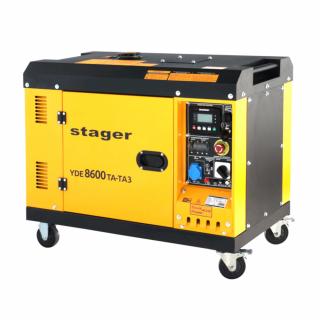 Generator de curent insonorizat, dual, Stager YDE8600TA-TA3, 7.5 kVA, 23.9 A, 3000 rpm, pornire electrica