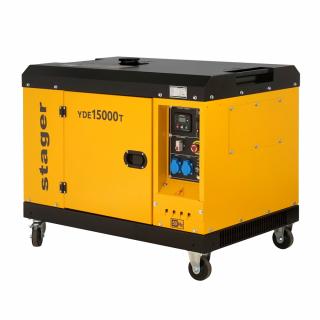 Generator de curent insonorizat, monofazat Stager YDE15000T, 12 kVA, 48A, diesel, 3000 rpm