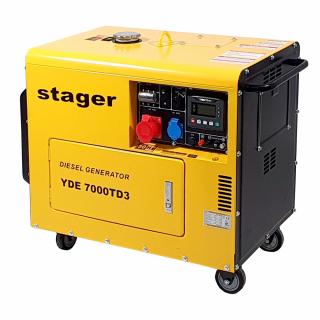 Generator de curent insonorizat, trifazat Stager YDE7000TD3, 6.3 kVA, 8A, diesel, 3000 rpm