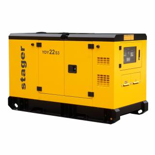 Generator de curent insonorizat, trifazat Stager YDY22S3, 22 kVA, 29A, diesel, 1500 rpm