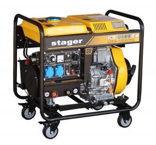Generator de curent si sudura monofazat Stager YDE6500EW, 4.4 kVA, 180 A, diesel, AVR, pornire electrica