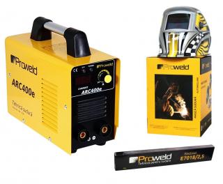 Invertor sudura ProWeld ARC400e + Masca sudura automata LCD LYG-8507A + Electrozi bazici E7018, 2.5 mm, 1 kg