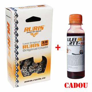 Lant drujba   motofierastrau Ruris 30 cm, 1.3 mm, 3 8   (22+1 dinti) + CADOU 125 ml ulei motor 2TT-MAX