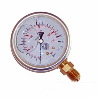 Manometru presiune aer, cu glicerina Vepa D215 5, 0-16 bar, filet radial 1 4  , D63 mm