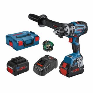 Masina de gaurit si insurubat brushless Bosch GSR 18V-150 C, 18V, 150 Nm + 2 acumulatori Li-Ion, 8 Ah + L-BOXX