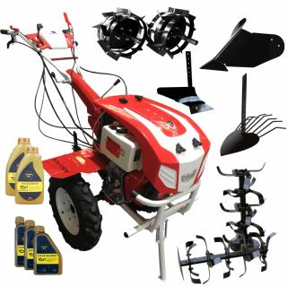 Motocultor Bisonte Agro BTA-12SDE (PACHET 2), 12 CP, diesel + roti cauciuc + roti metalice + plug arat + plug bilonat + plug scos cartofi + ulei motor + ulei transmisie