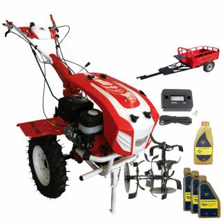 Motocultor Bisonte Agro BTA-13SG (PACHET 3), 13 CP, benzina + roti cauciuc + remorca + ulei motor + ulei transmisie + contor ore functionare
