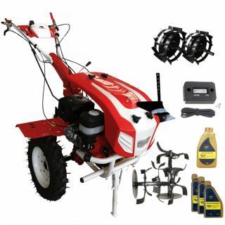 Motocultor Bisonte Agro BTA-16SG (PACHET 1), 16 CP, benzina + roti cauciuc + roti metalice + plug arat + ulei motor + ulei transmisie + contor ore functionare