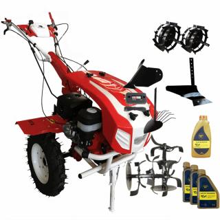 Motocultor Bisonte Agro BTA-16SG (PACHET 2), 16 CP, benzina + roti cauciuc + roti metalice + plug arat + plug bilonat + plug scos cartofi + ulei motor + ulei transmisie + contor ore functionare
