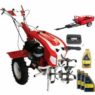 Motocultor Bisonte Agro BTA-16SG (PACHET 3), 16 CP, benzina + roti cauciuc + remorca + ulei motor + ulei transmisie + contor ore functionare