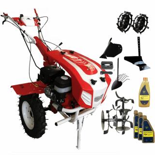 Motocultor Bisonte BTA-10SG (PACHET 2), 10 CP, benzina + roti cauciuc + roti metalice + plug arat + plug bilonat + plug scos cartofi + ulei motor + ulei transmisie + contor ore functionare