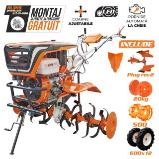 Motocultor Ruris 918ACC, 18 CP, benzina, 2+1 viteze, pornire electrica + accesorii