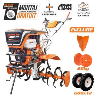 Motocultor Ruris 918K, 18 CP, benzina, 2+1 viteze, pornire electrica + accesorii