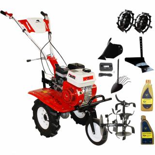 Motosapa Bisonte Agro BTA-750 (PACHET 2), 7 CP, benzina + roti cauciuc + roti metalice + plug arat + plug bilonat + plug scos cartofi + ulei motor + ulei transmisie + contor ore functionare