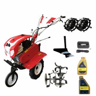 Motosapa Bisonte Agro BTA-900 (PACHET 1), 7 CP, benzina + roti cauciuc + roti metalice + plug arat + ulei motor + ulei transmisie + contor ore functionare