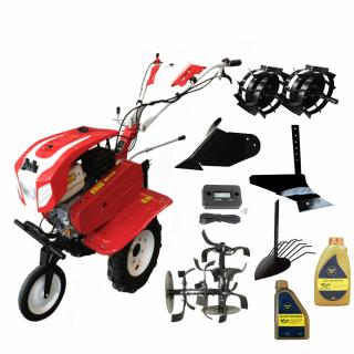 Motosapa Bisonte Agro BTA-900 (PACHET 2), 7 CP, benzina + roti cauciuc + roti metalice + plug arat + plug bilonat + plug scos cartofi + ulei motor + ulei transmisie + contor ore functionare