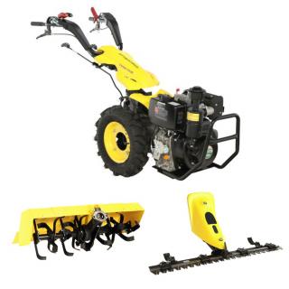 Pachet - Motocultivator ProGARDEN Campo U12E, 12 CP, diesel, pornire electrica, 3+2 viteze, reductor + Freza tractata BT-X90N 90 cm + Bara cosire BT-BC12 120 cm