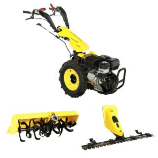 Pachet - Motocultivator ProGARDEN Campo U16E, 14 CP, benzina, pornire electrica, 3+2 viteze, reductor + Freza tractata BT-X90N 90 cm + Bara cosire BT-BC12 120 cm