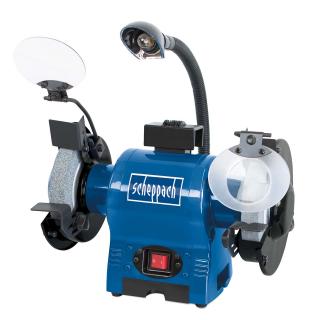Polizor de banc Scheppach BG 150, 370 W, disc 150 mm, lampa de lucru