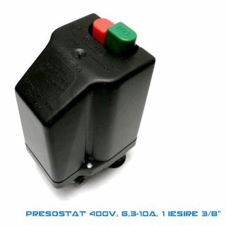 Presostat compresor trifazat, 6.3-10 A, filet 3 8  , 12 bar