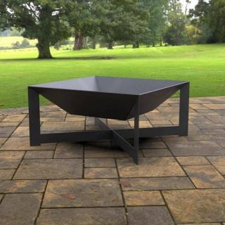 Vatra pentru terasa gradina, Square Fire Pit KRO-1077, Otel, Negru, 600 x 600 x 300 mm, grosime 3 mm