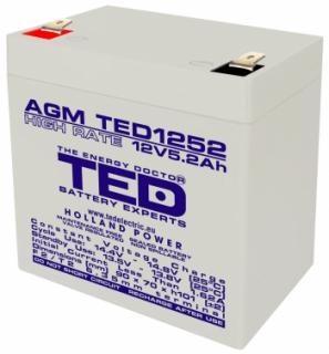 Baterie AGM 12V 5.2Ah de mare putere TED1252HRF2