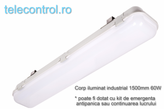 Corp iluminat industrial LED 1500mm, 60W, 5800lm, 4000K, IP65, IK09, 180grade, Intelight 93106