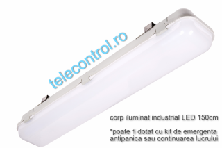 Corp iluminat industrial LED 150cm, 49W, 4900lm, 4000K, IP65, IK09, 180grade, Intelight 93105