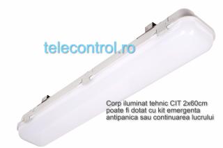 Corp iluminat industrial LED 2x60cm, 24W, 2700lm, 4000K, IP65, IK09, 180grade, Intelight 93102
