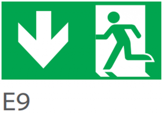 Pictograma evacuare EXIT jos E9, 30m, Intelight 97998