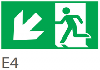Pictograma evacuare EXIT stanga jos E4, 30m, Intelight 98003