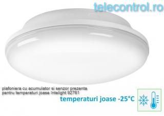 Plafoniera cu acumulator 2 ore autonomie, exterior, cu rezistenta incalzire si detector miscare, 24W, 450lm, 4000K, Intelight 92761