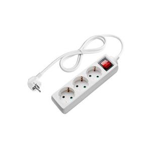 Prelungitor cu 3 prize Schuko, buton on off, alb, lungime cablu 1.5m, Optonica 7607