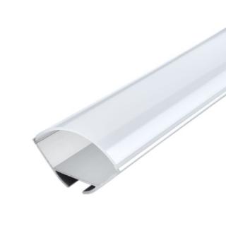 Profil aluminiu banda led 2m, de colt, argintiu, cu dispersor alb, Optonica 5110
