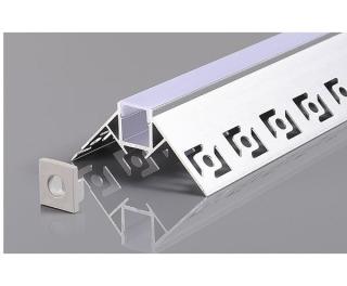 Profil aluminiu banda led, de colt exterior cu margini, pentru tencuit, lungime 2m, culoare gri natur, Optonica 5165