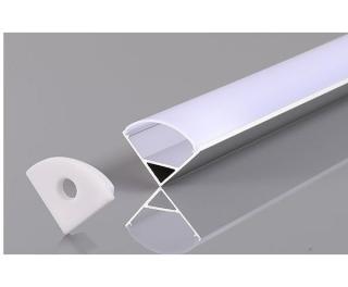 Profil aluminiu banda led, de colt interior, latura 12mm, lungime 2m, culoare gri natur, Optonica 5150