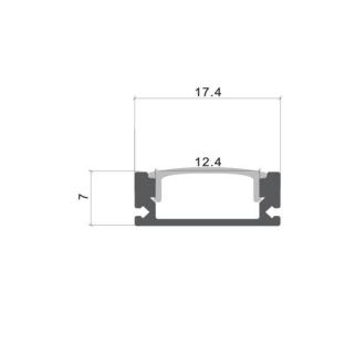 Profil aluminiu banda led, tip U, inaltime 6mm, lungime 2m, culoare negru, Optonica 5185