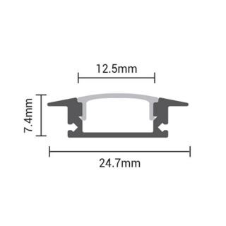 Profil aluminiu incastrat banda led 2m, cu aripioare, negru, Optonica 5105