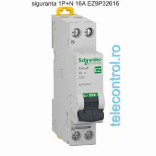 Siguranta Automata 1P+N, 16A, 4.5KA, curba C, EZ9P32616, Schneider