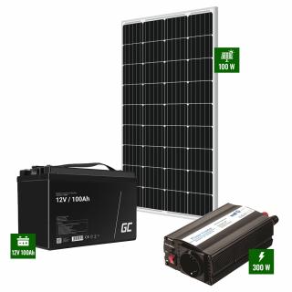 Pachet cu Panou solar 100W + acumulator 100Ah + Invertor 300W