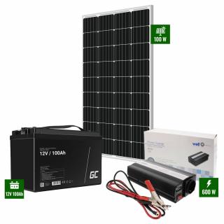 Pachet cu Panou solar 100W + acumulator 100Ah + Invertor 600W