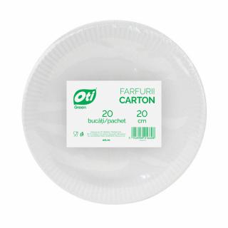 Farfurii carton, OTI GREEN, albe, 20 cm, 20 buc set
